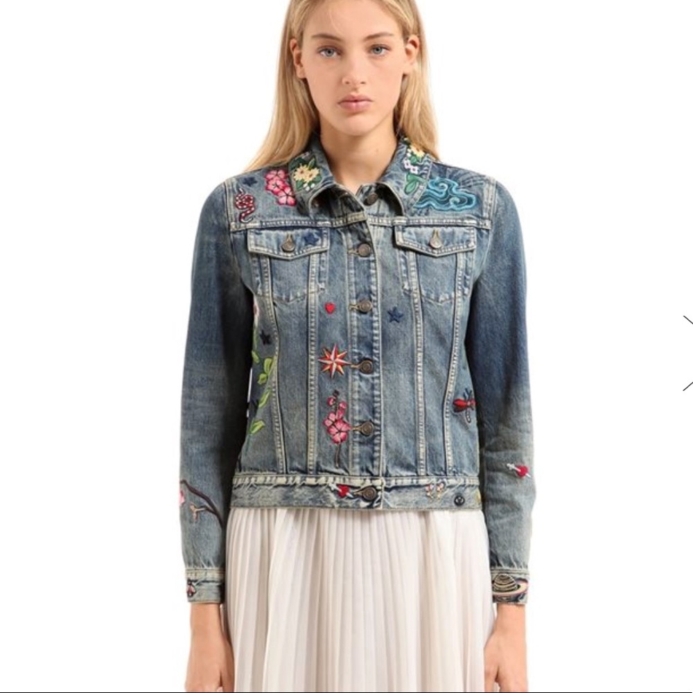 Women’s tapestry embroidered denim jacket
